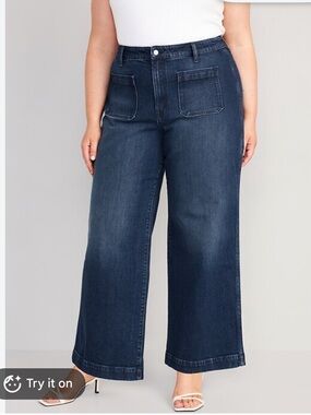 NWT Old Navy Drapey Denim Plus High-Waisted Wide-Leg Jeans